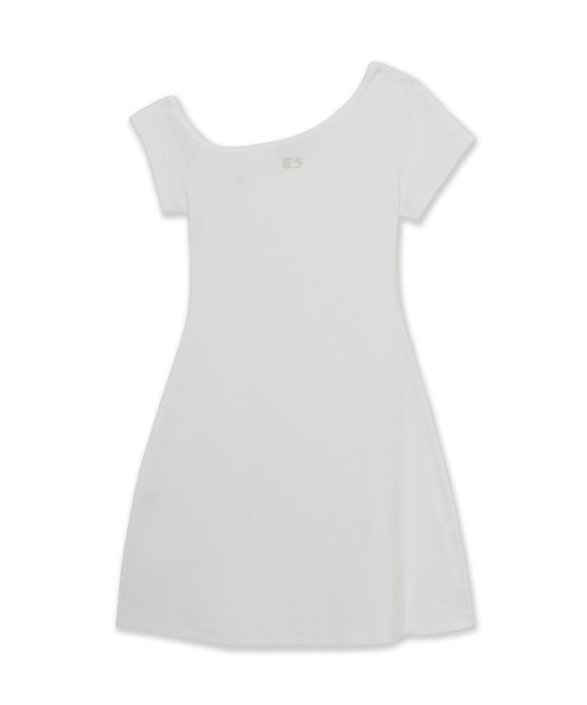 Emelbi Women'S Basic Off-Shoulder Shirred Ribbed Dress Ny (White)