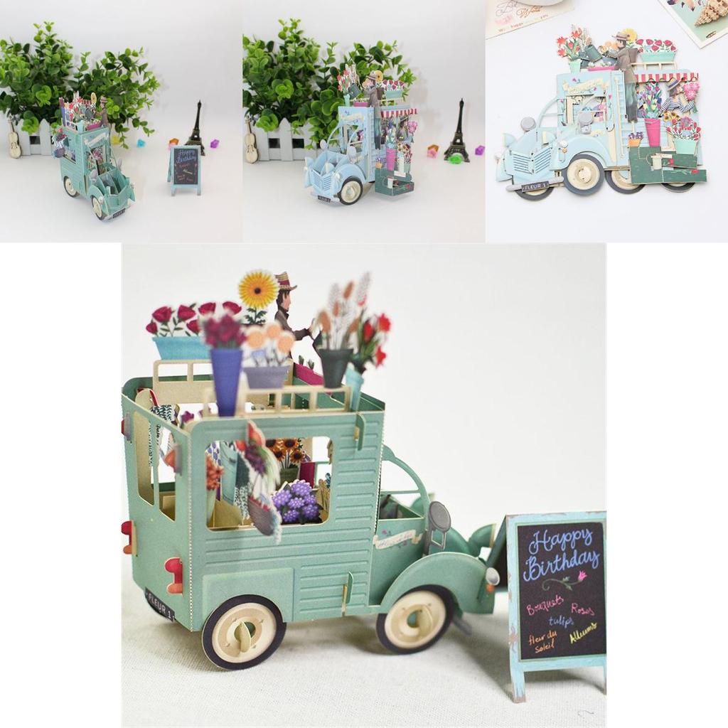 Beautifully Detailed 3d Mother's Day Card For Mum With Flower Van Theme