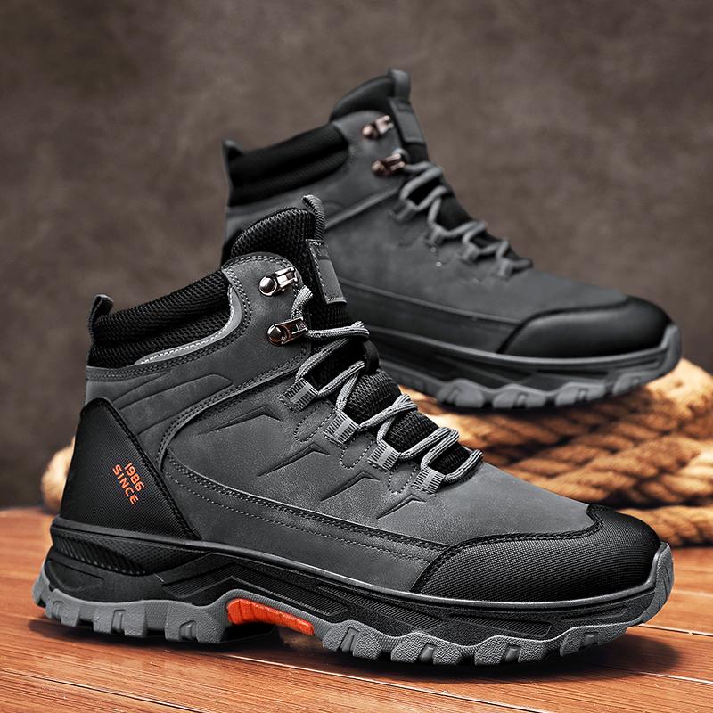 High Top Workwear Boots Men's Shoes Retro Classic Thick Sole Autumn Winter Wear-resistant Hiking Shoes Comfortable Sports Shoes