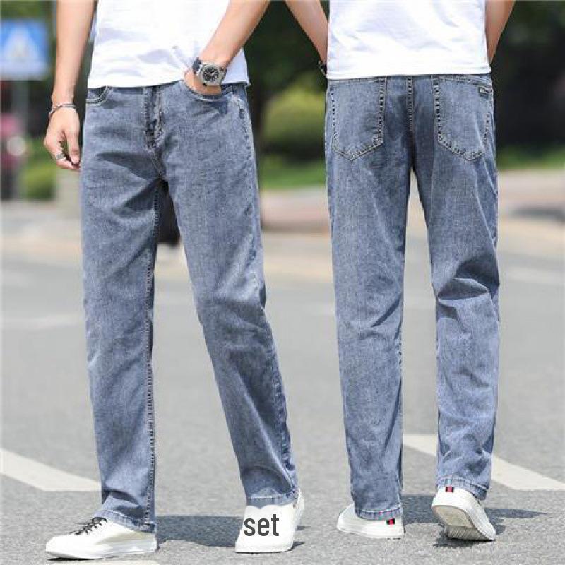 Men's 2024 Winter Straight Loose Elastic Jeans, Thick Large Casual Pants