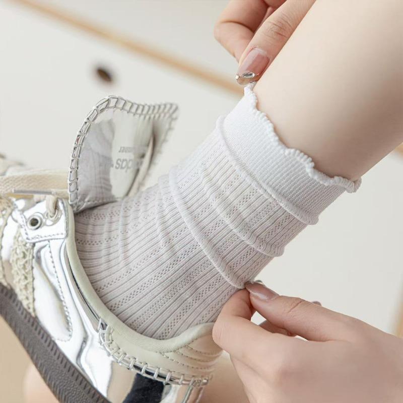 5 Pairs of Women's Summer Thin Hollow Sweet Lace Boneless Tube Socks