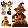 Desktop Haunted House Accents Patchwork Halloween Wooden Flat Ornaments, Skeleton Pumpkin Mummy Festival Showcase Ornaments Ghost Tabletop Decor,