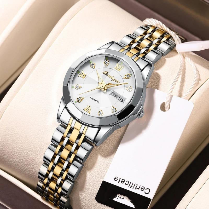 2026 Brandneue Damenmodeuhr wasserdicht leuchtend Doppelkalender Temperamentsuhr Frauen