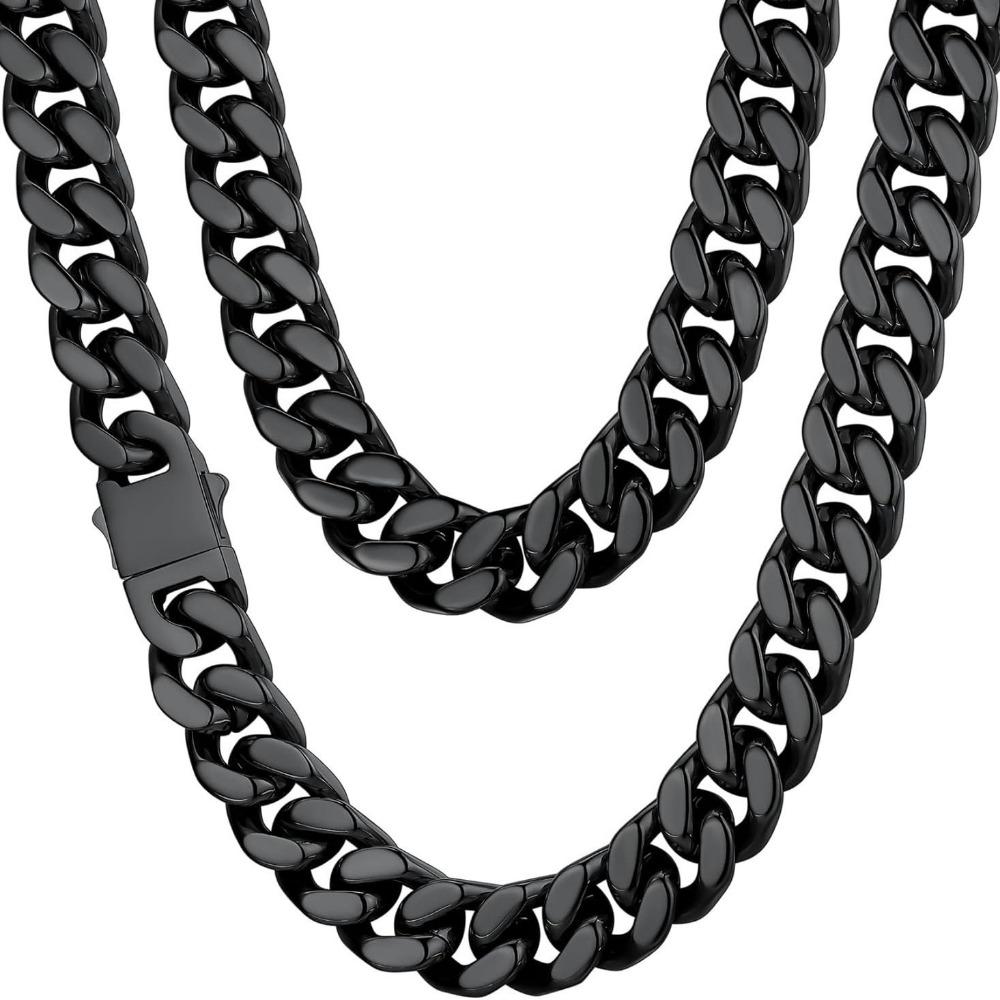 Naszyjnik ze stali nierdzewnej Tytanowa stal Czterostronnie szlifowany Szyfrowany łańcuch kubański Naszyjnik męski Hip hop europejski i amerykański
