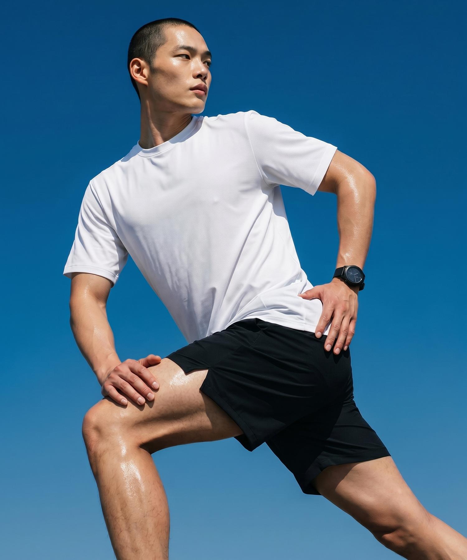 Basic House [2Pack] Cool Functional Air-Dry Regular Fit Short Sleeve T-Shirt Lats0117 (A Type) Bk/090