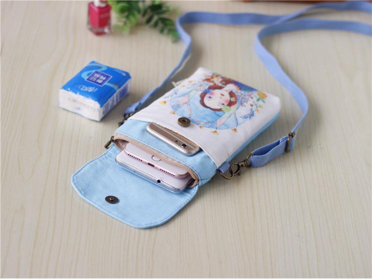 Spring/Summer Fresh Painted Women's Canvas Handbag & Crossbody Phone Bag