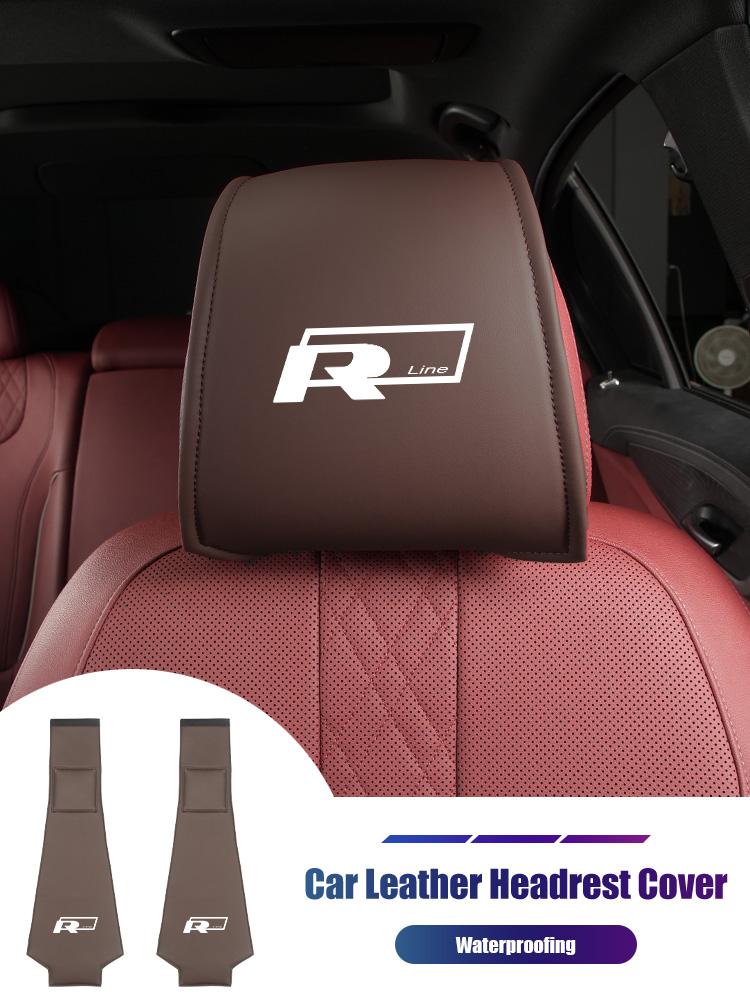 Car Leather Headrest Protective Cover Storage Bag For Volkswagen VW R Tiguan CC Jetta Polo Golf Passat T-ROC AY5