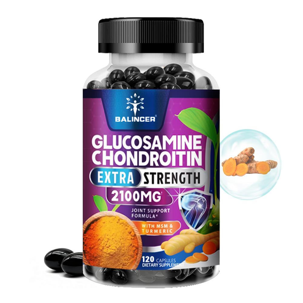 Balincer Glucosamin Chondroitin Kapseln, Extra Stärke, 2100mg, MSM, Kurkuma, 120 Kapseln