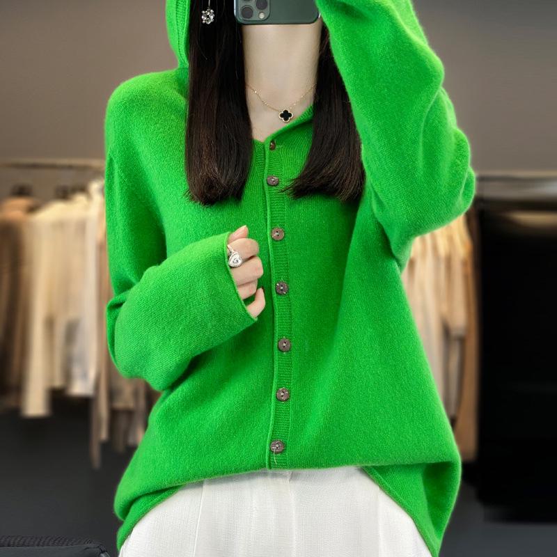 Women's Loose Knit Wool Cardigan Sweater - Autumn/Winter Casual Top