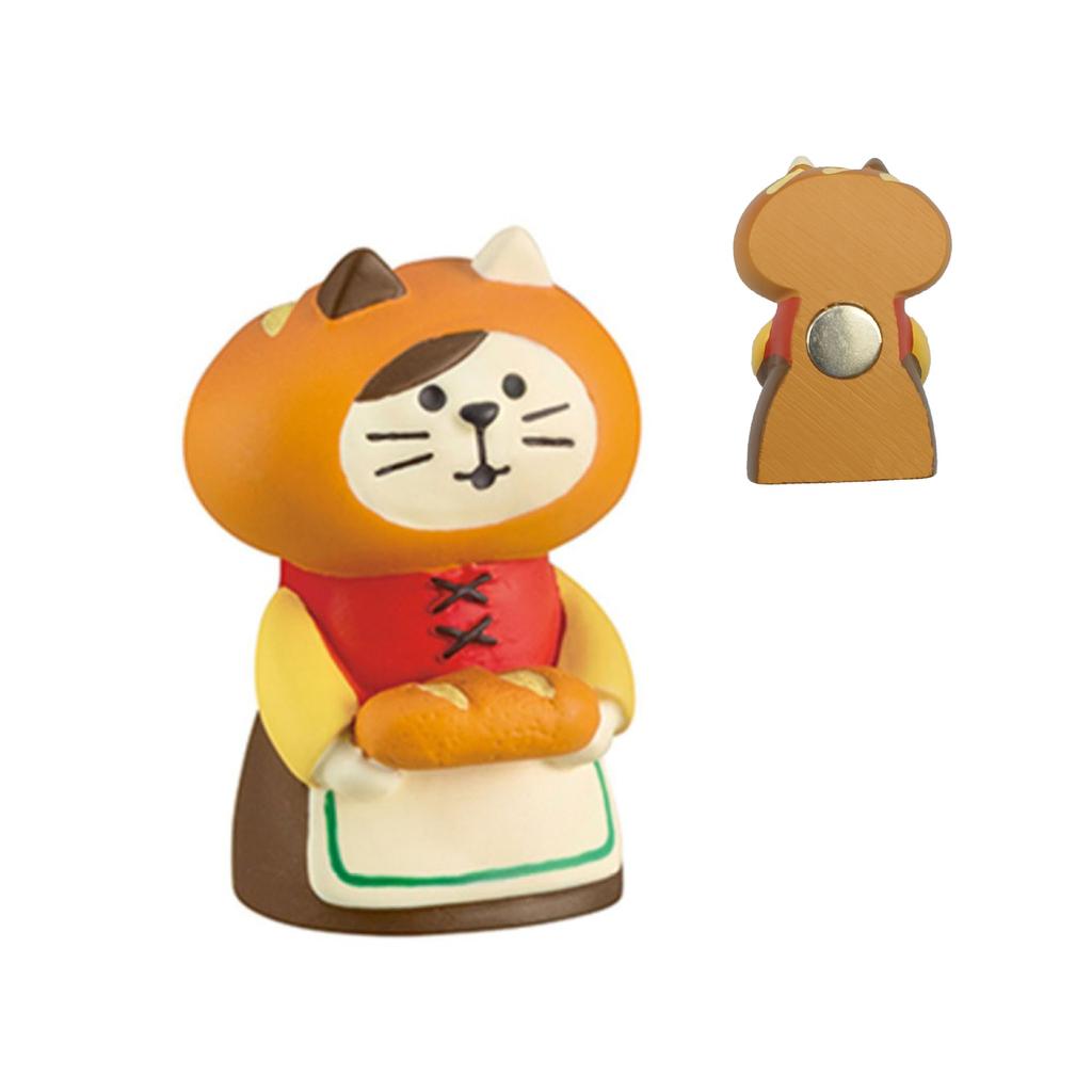 Cat Fridge Magnet, Cute Handmade Decoration, Bread Coffee Shop Accessory, Resin Small Figurine