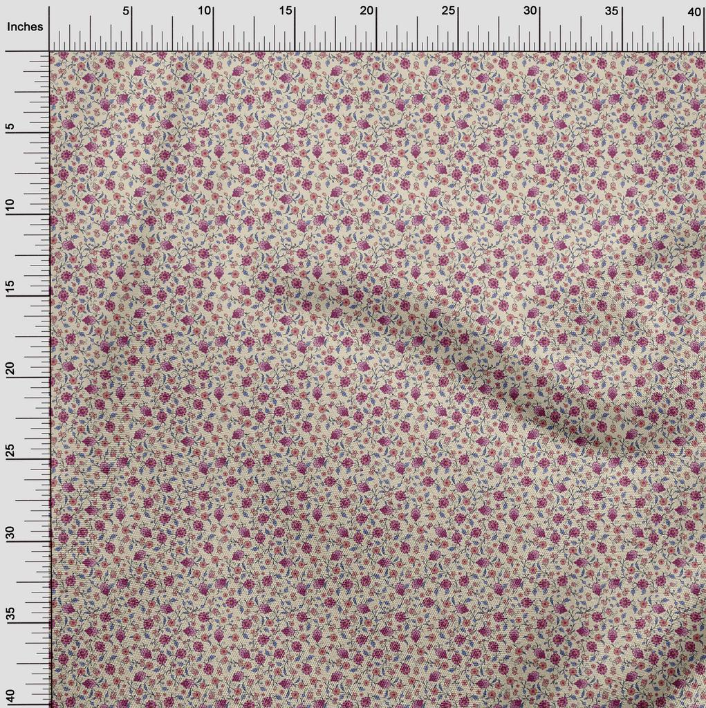 oneOone Cotton Flex Light Brown Fabric Asian Suzani  Fabric For Sewing Printed Craft Fabric By The Yard 40 Inch