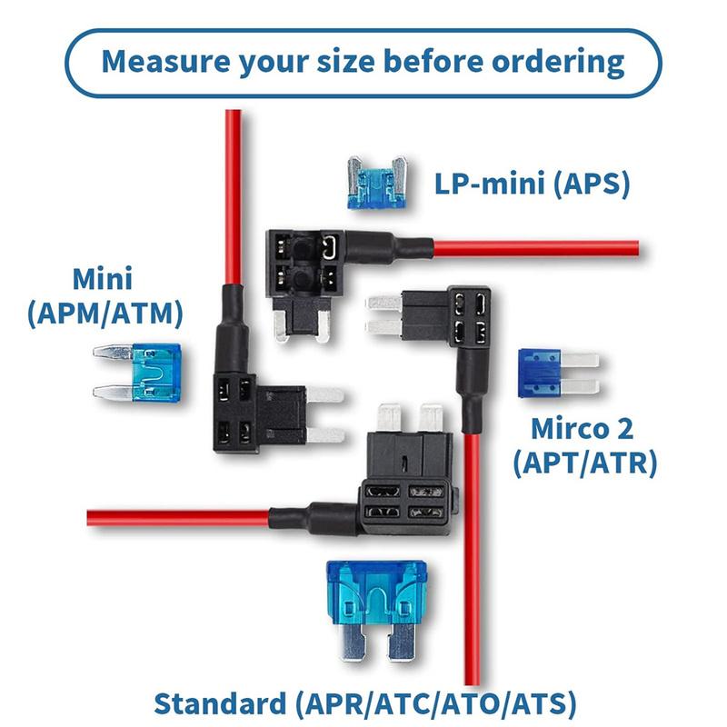 12 Pack Add-a-Circuit Fuse Tap Adapter 4 Types 12V and Fuse Kit 15A, Fuse Tap with MICRO2 Mini Standard and Low Profile,Fuse Tap