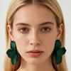 Oversized Irregular Petal Glazed Earrings, Vintage Style Multi-Color Elegant Ear Ornaments