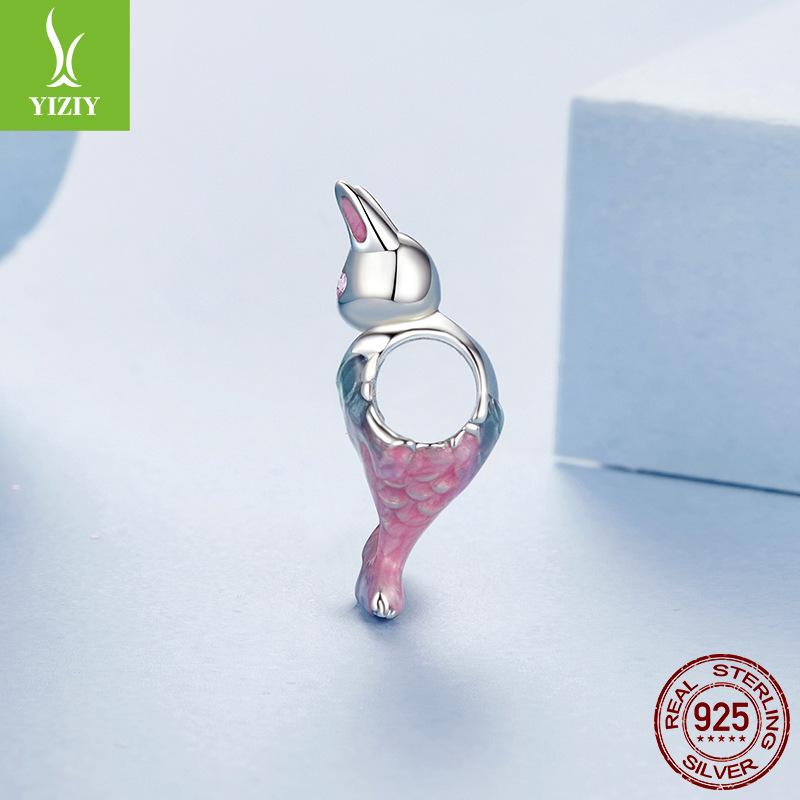 S925 Sterling Silver Mermaid Rabbit Beaded Accessories Dream Sterling Silver Bead Loose Bead Bracelet Accessories