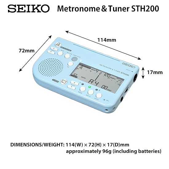 SEIKO Metronome & Tuner Blue, Pickup Microphone, 2-Piece Special Pack STH200BLSP