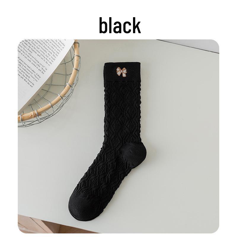 Autumn/Winter Women's Knee-High Pile Socks - Trendy Mid-Calf, Boneless Cotton