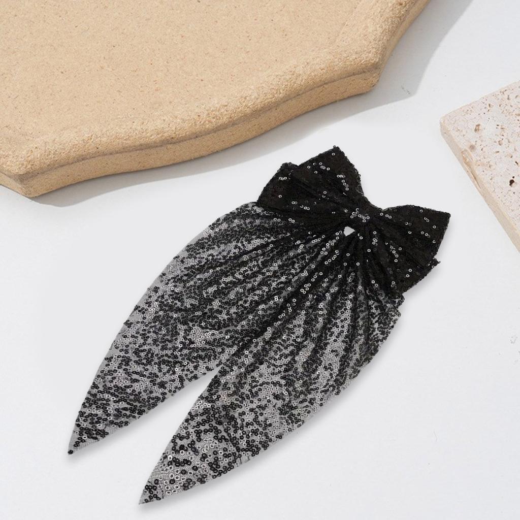 Bride Hairpin with Sequins Bowknot for Girls Barrette Bows for Pageant Prom Princess Hair Accessories Stage Props