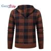 Cozy Up Men Sweater Coat  Autumn Winter Thick Warm Hooded Plaid Wool Sweater Cardigan  Zipper Fleece Coat Men
