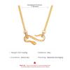 Abstract Curved Snake Pendant Necklace Shiny Stone Tube Curb Chain Minimalist Statement Neck Jewelry for Women Daily Party Wear