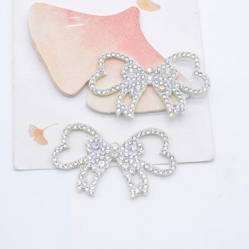 10 stk 56*34 mm polstret rhinestone sløyfe slips applikasjoner DIY Crafts Rhinstone Patches Flatback Scrapbooking Ornament Accessories