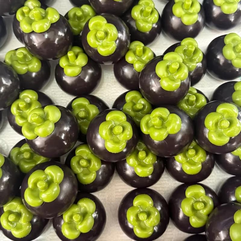 Imitation Dark Purple Mangosteen Squishy Toy Lifelike Fruit Model Slow Rising Toy Anxiety Relief Desktop Leisure Plaything