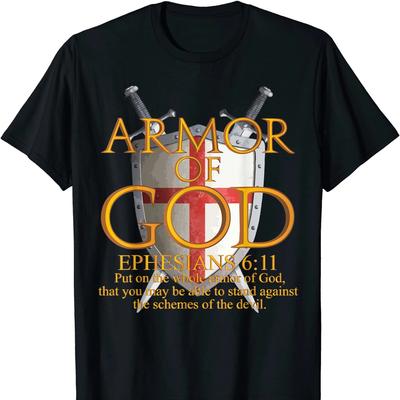 Armor of God Ephesians Bible Verse Religious Christian T-Shirt. Premium Cotton Short Sleeve O-Neck Mens T Shirt New S-3XL - M...