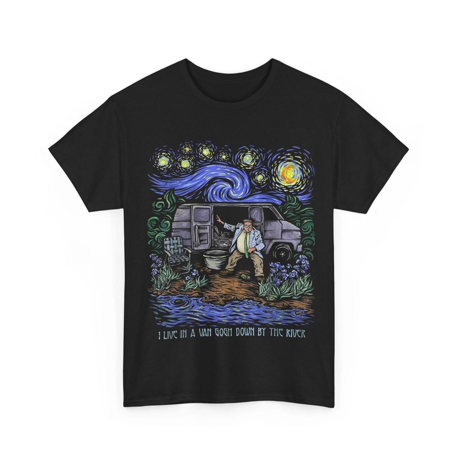 I Live In A Van Gogh Down By The River Graphic Tee Mens Unisex Cotton M