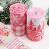 5 Yards/roll Pink Christmas Wire Edge Cuk Strap Gift Christmas Box Decoration Ribbon Packaging Can Be Tied In Butterfly Shape for Holiday Decoration