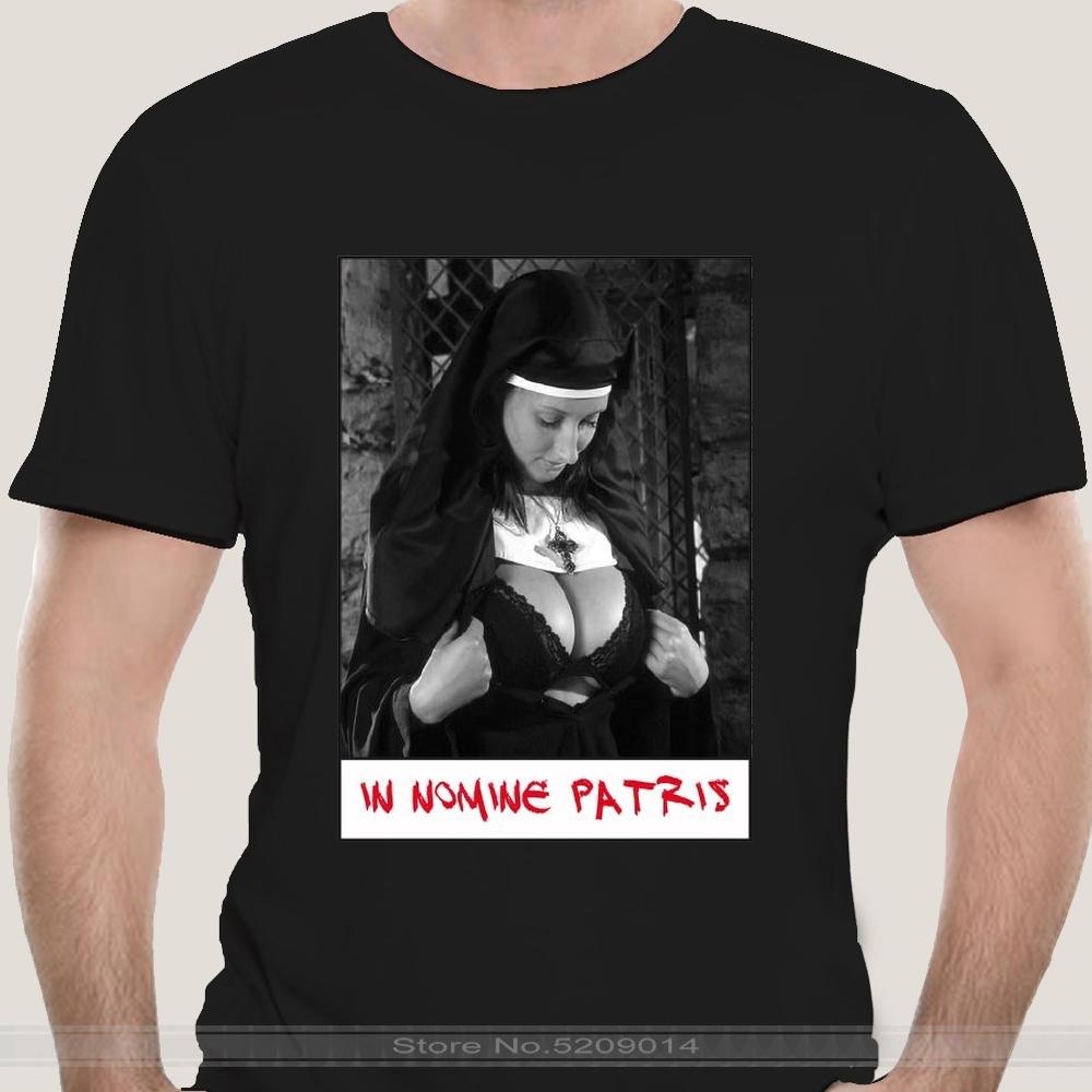 

Футболка унісекс in nomine patris big boobs white nun tshirts бавовняна футболка Unisex літня модна футболка євро розміру L