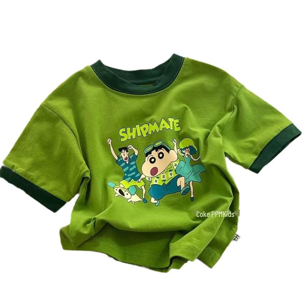 2024 Summer Kids' Pure Cotton Cartoon T-Shirt - Short-Sleeve, Round Neck for Boys & Girls