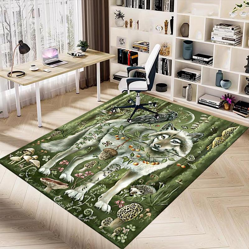 1PC Wolf Forest Extra Large Non Slip Floor Carpet, Office, Family, Bedroom, Studio Large Area Rug Indoor Rugs, Vibrant Colors