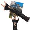 Guanti senza dita in pizzo Lolita Jk da donna Guanti punk in rete elastica con reggette fai-da-te gotiche nere Accessori per abbigliamento