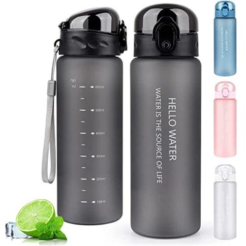 780ml Large Capacity Water Bottle, BPA-Free, Convenient Clear Water Bottle, Outdoor Sports Bottle, Stylish Plastic Water Bottle with Time Marker, Leak
