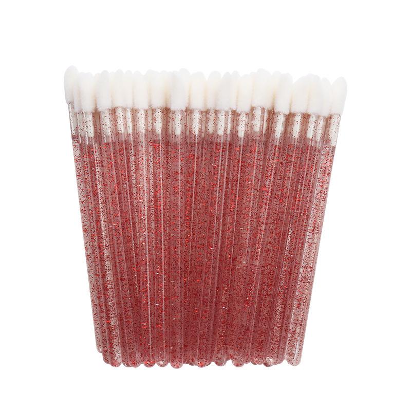 Disposable Crystal Rod Lip Brushes - 50 Pack: Portable Lipstick & Lip Gloss Applicators