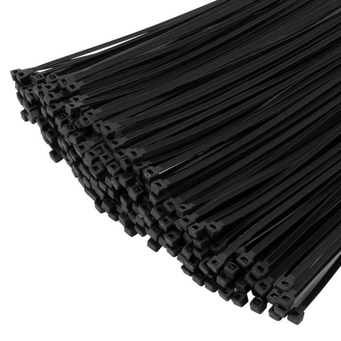 Colliers de serrage autobloquants 300 x 4,8 mm – Pack 1000, Nylon 66 noir, résistant UV