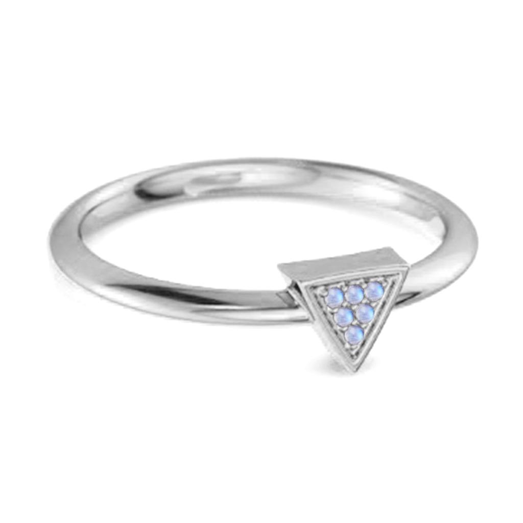 Moonstone Minimalist Geometric Ring-  925 Sterling Silver