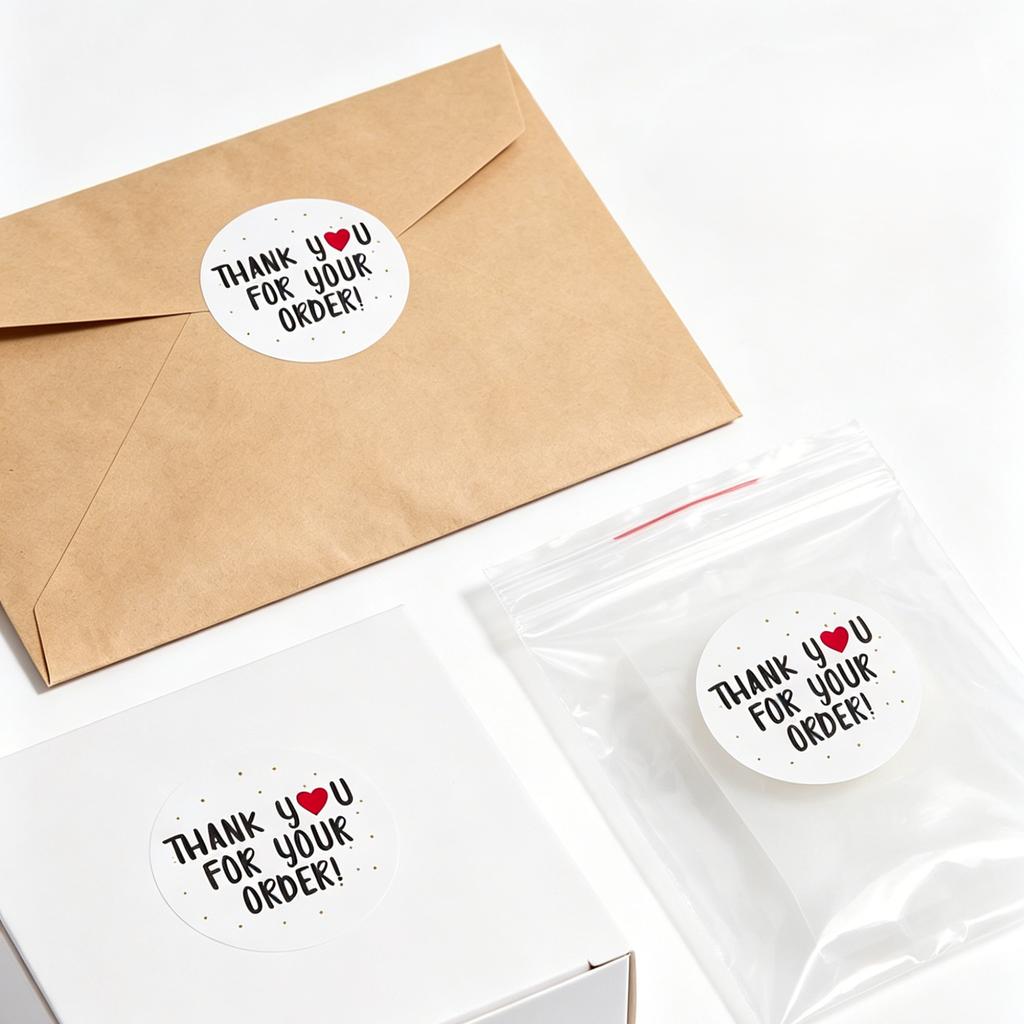 2500 Thank You for Your Order Stickers, 5 Rolls of 500 Packaging Labels