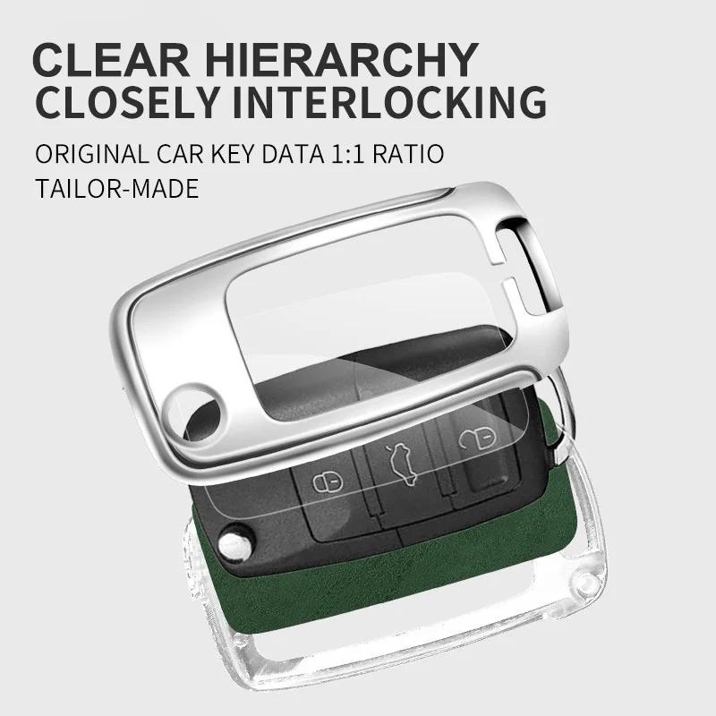2025 Hot Car Zinc Alloy Leather Smart Remote Key Fob Case Cover Protector Shell For Skoda Octavia 4 8 A8 2020 2021 Keychain Acce