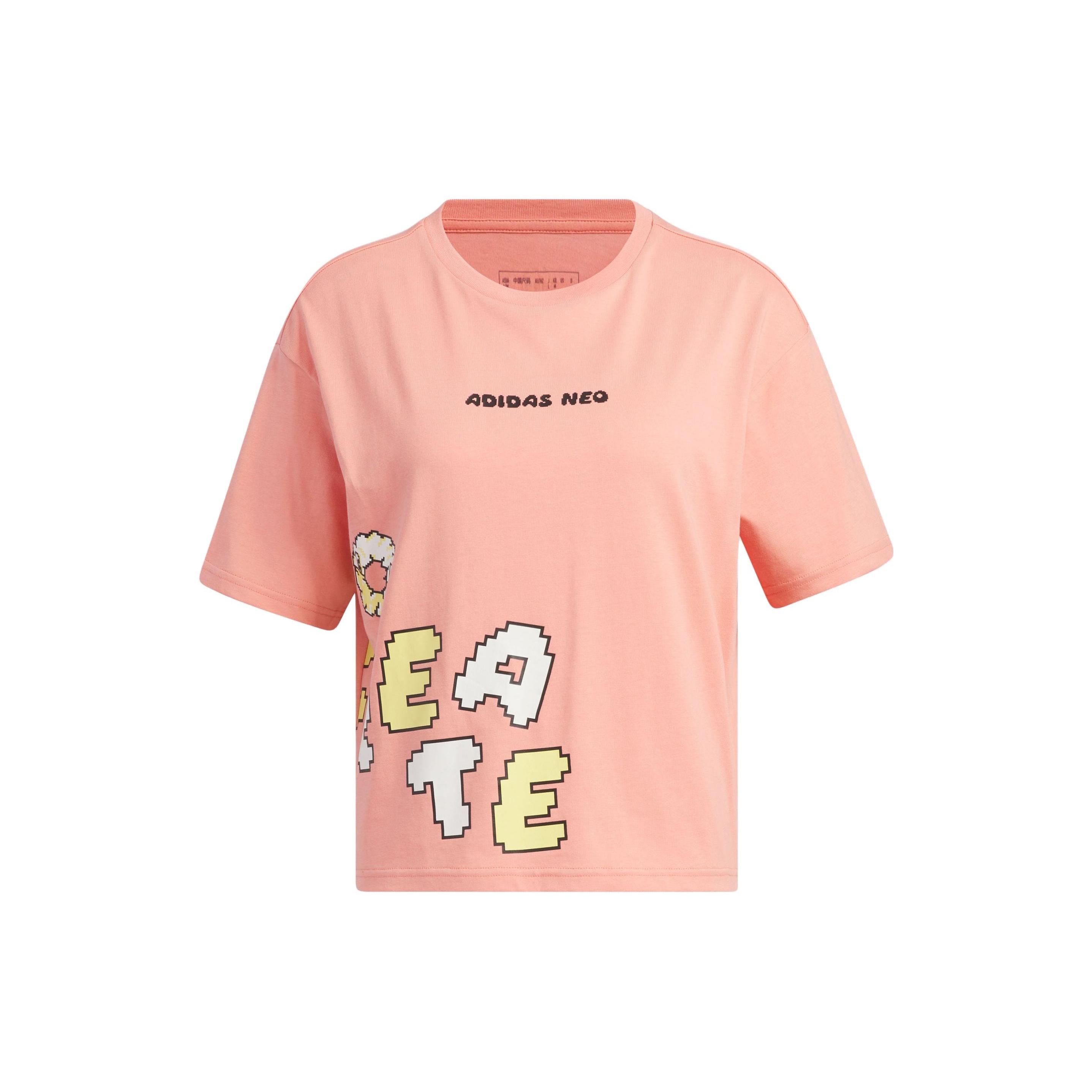(WMNS) adidas Neo Graphic Short Sleeve T-Shirt Asia Sizing  Pink  Women s IK5152 L
