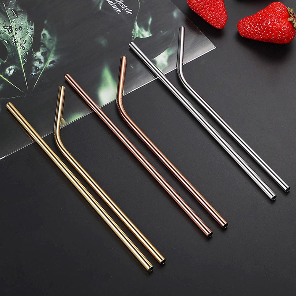 14Pcs Stainless Steel Straws 215*6 Mm Reusable Metal Drinking Straw with Cleaner Brush for Tumblers Party Bar Accessories
