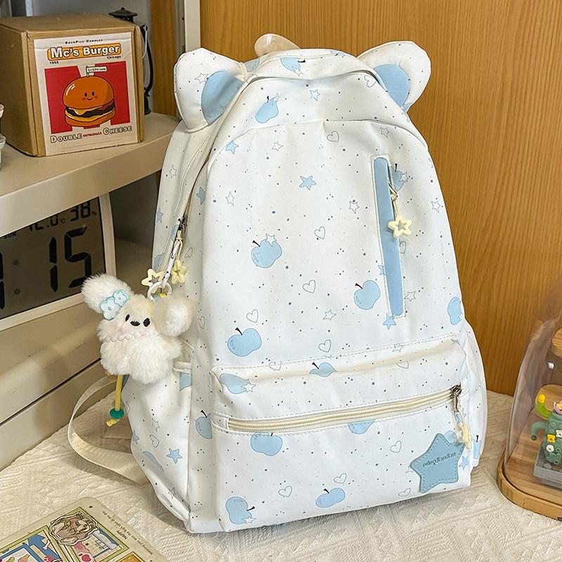 Schoolbag Cute Cat Ears Star Print Girl Schoolbag High Value Ins Niche Design Large Capacity School Backpack