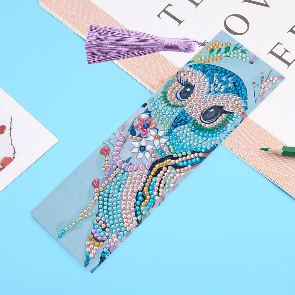 Diamond Painting Bookmarks Owl Diamond Bookmarks for Adults 5D DIY Bookmarks with Tassel Arts Crafts Set Gift