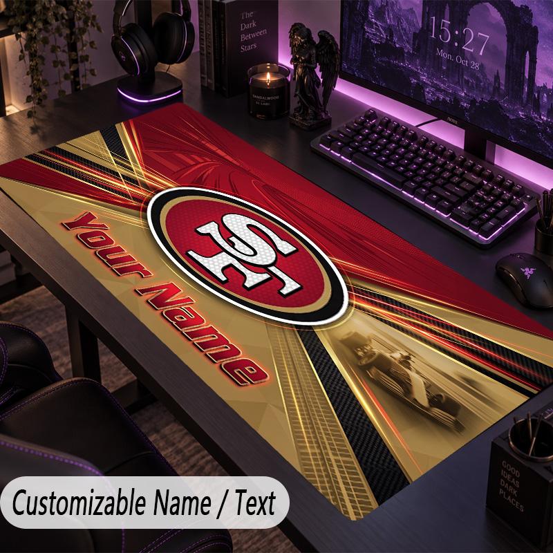 Large Mouse PadSan Francisco 49ers Custom Name Text Personalized Desk Mat Non Slip Gaming Pad