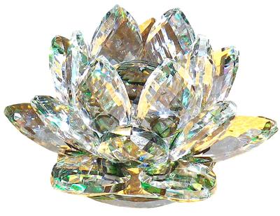 Kristallglas Figur Bunte Lotusblume Innenblume Lotus Feng Shui Glücksbringer Sonnenfänger [KKD] (8cm Grün)
