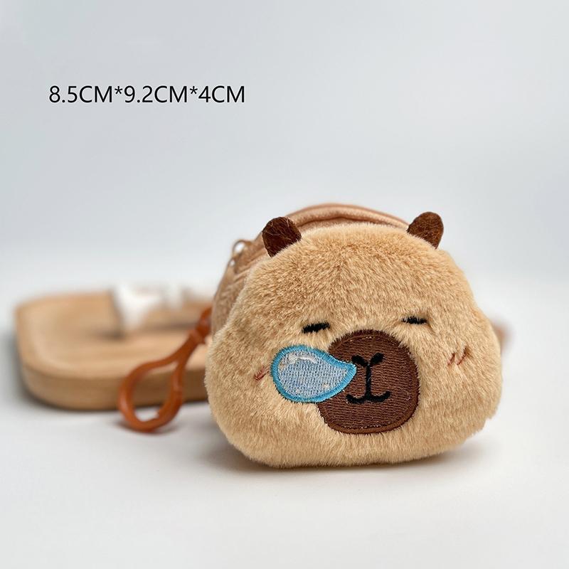 Creative Capybara Anime Plush Coin Purse  Kawaii Mini Coin Purse Round Cartoon Bags Pendant Headphone Organizer