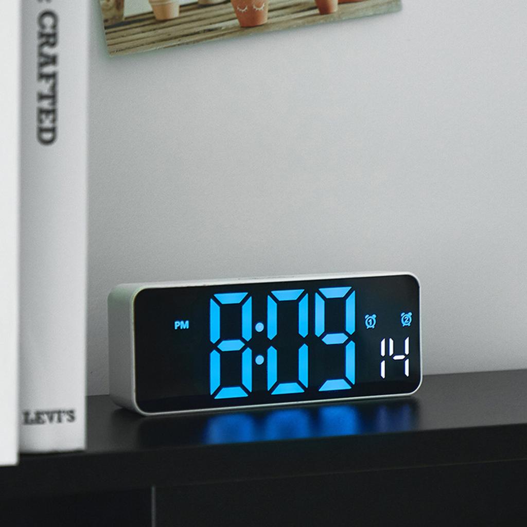 Digital Alarm Clock with Date Temperature LED Display and Timer Adjustment Brightness Battery Operated for Bedroom Table