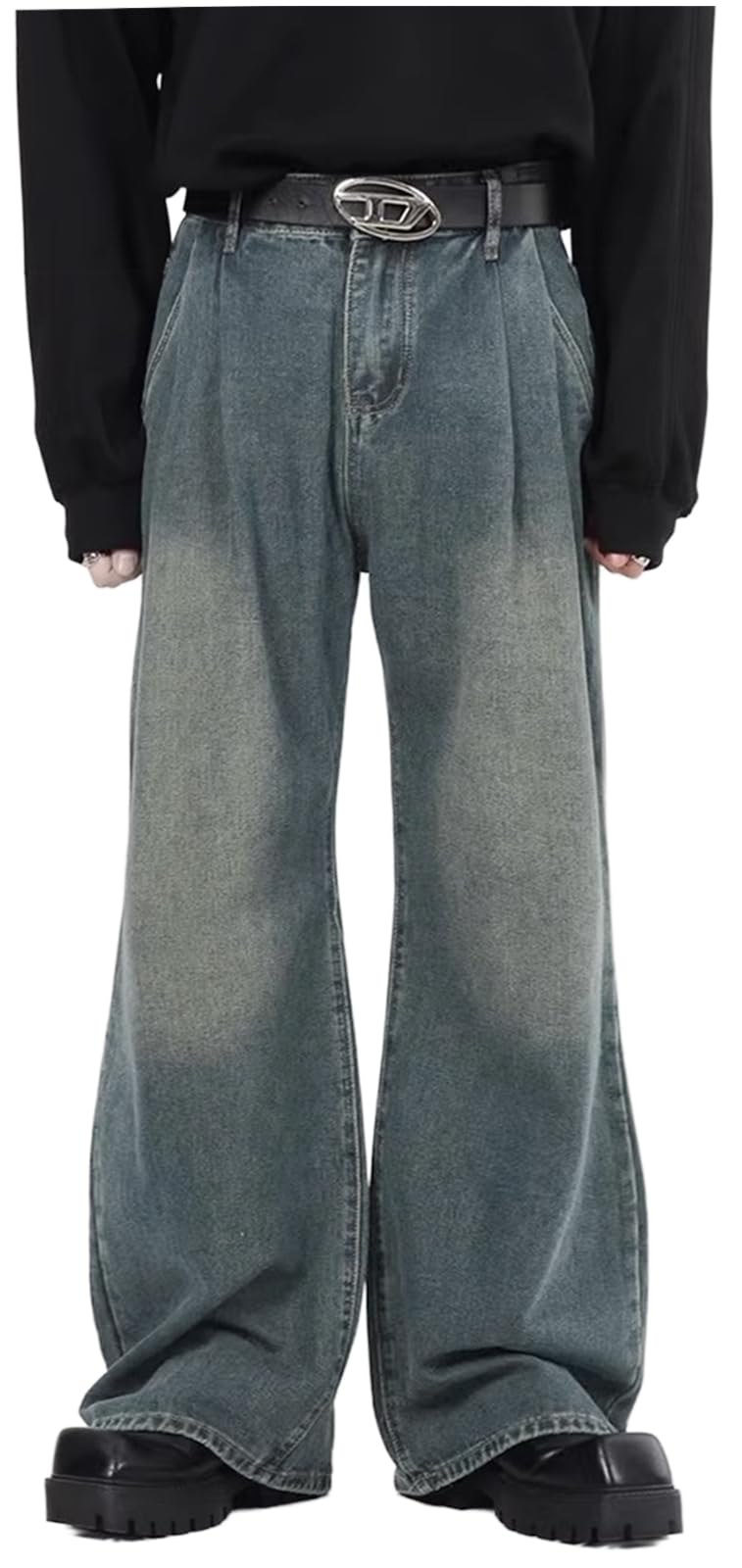 Джинсы мужские FloRise Wide Leg Plus Свободный крой FL347, Размер, Посадка, Темно-синий, S,