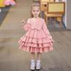 Girls' Fashionable Cute Solid-Color Stylish Children's Cake Dress Princess Dress Long-Sleeve Dress