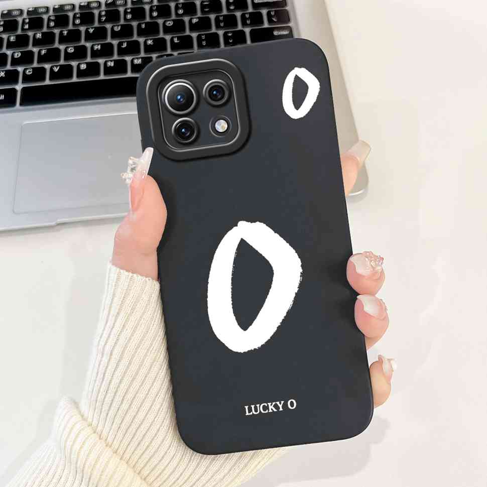 For Xiaomi Mi 11 Lite 4G M2101K9AG Case Black Lucky Letters A-Z Soft Silicone Cover For Xiaomi Mi 11Lite 5G 11 Youth 6.55" Cases