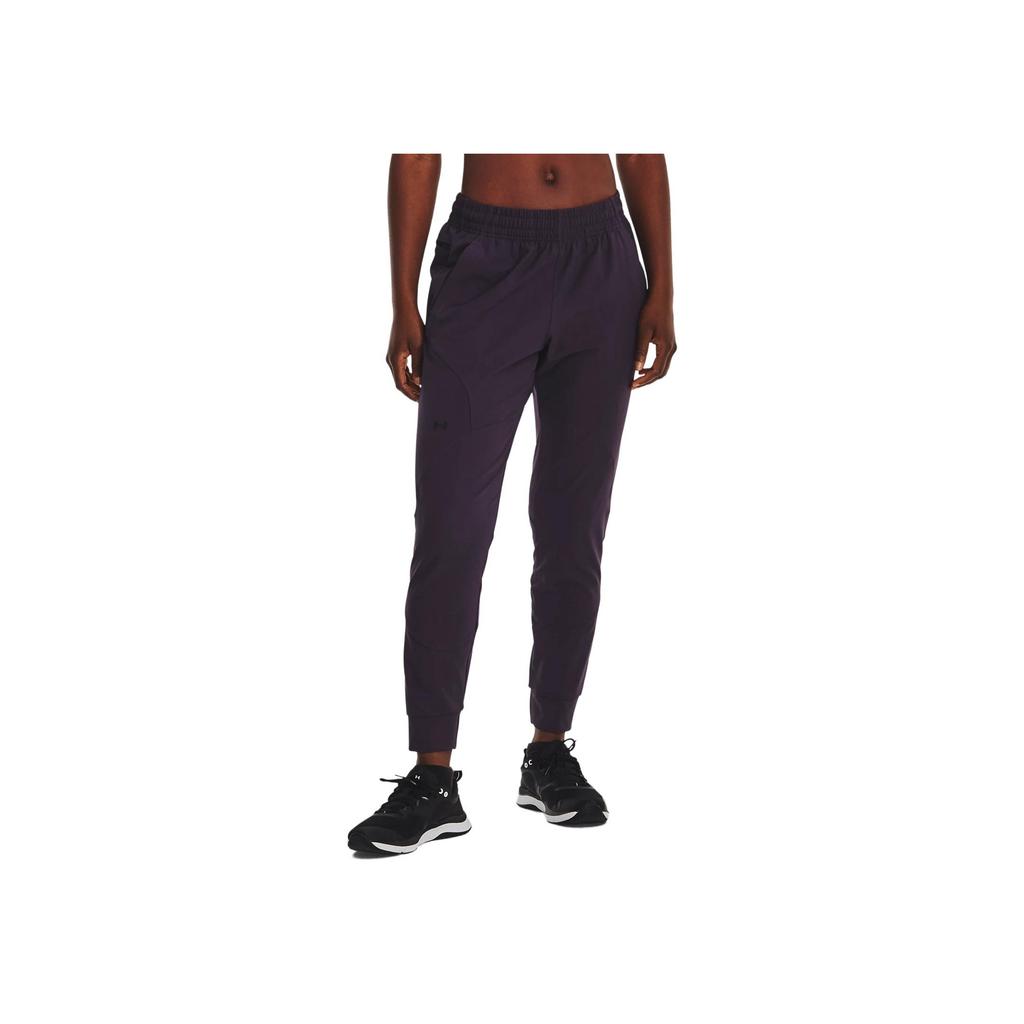 Under Armour Unstoppable Solid Color Elastic Waist Cuffed Sports Pants Women Pants Formal-Purple 1376926-541